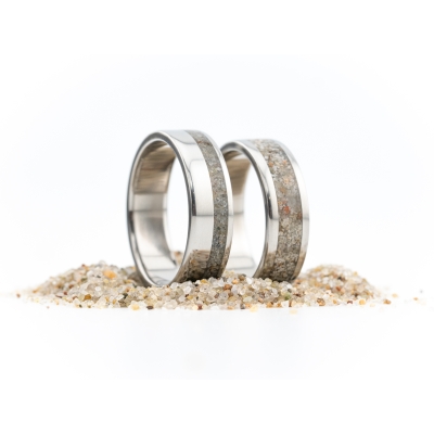 KOMPLET OBRĄCZEK TITANIUM & BALTIC SAND