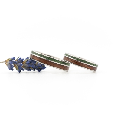 KOMPLET OBRĄCZEK TITANIUM & ETIMOE WOOD & EMERALD of the NILE (2s)